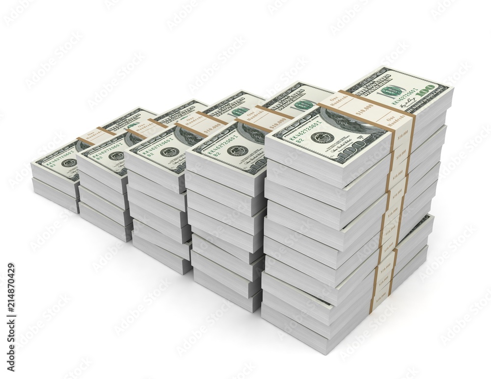 money graph 3d illustration isolated on white background money graph 3d illustration isolated on white background