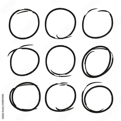 hand drawn circle highlighter set, oval highlighter set