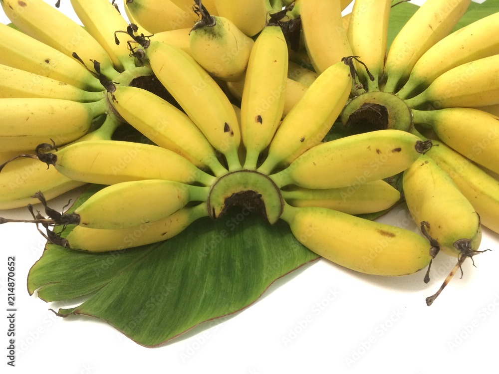 Fresh banana yellow on banana leaves, ready to eat. Fresh banana yellow on banana leaves, ready to eat.