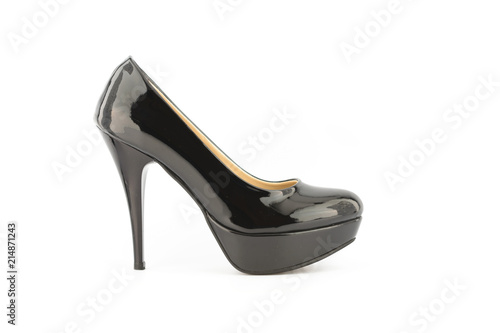 woman heel shoes white background 