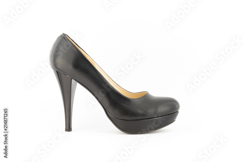 woman heel shoes white background 