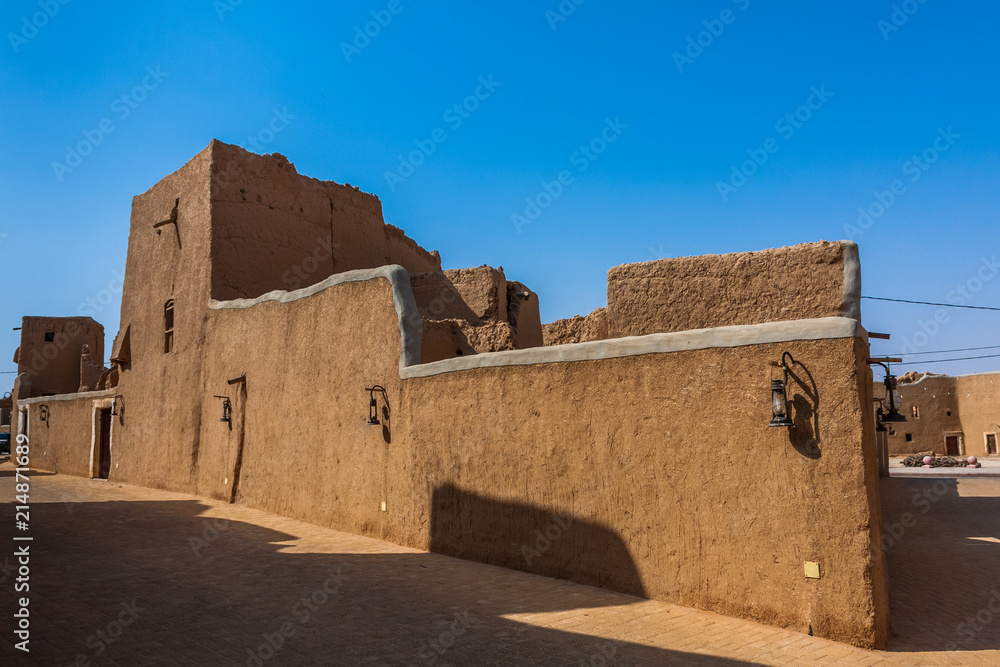 A street in a traditional Arab mud brick village, Al Majmaah, Saudi Arabia