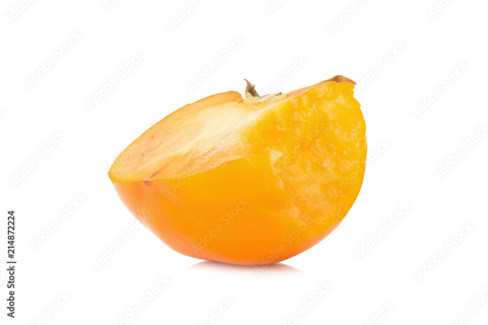 persimmon bite ripe fresh isolated on white background