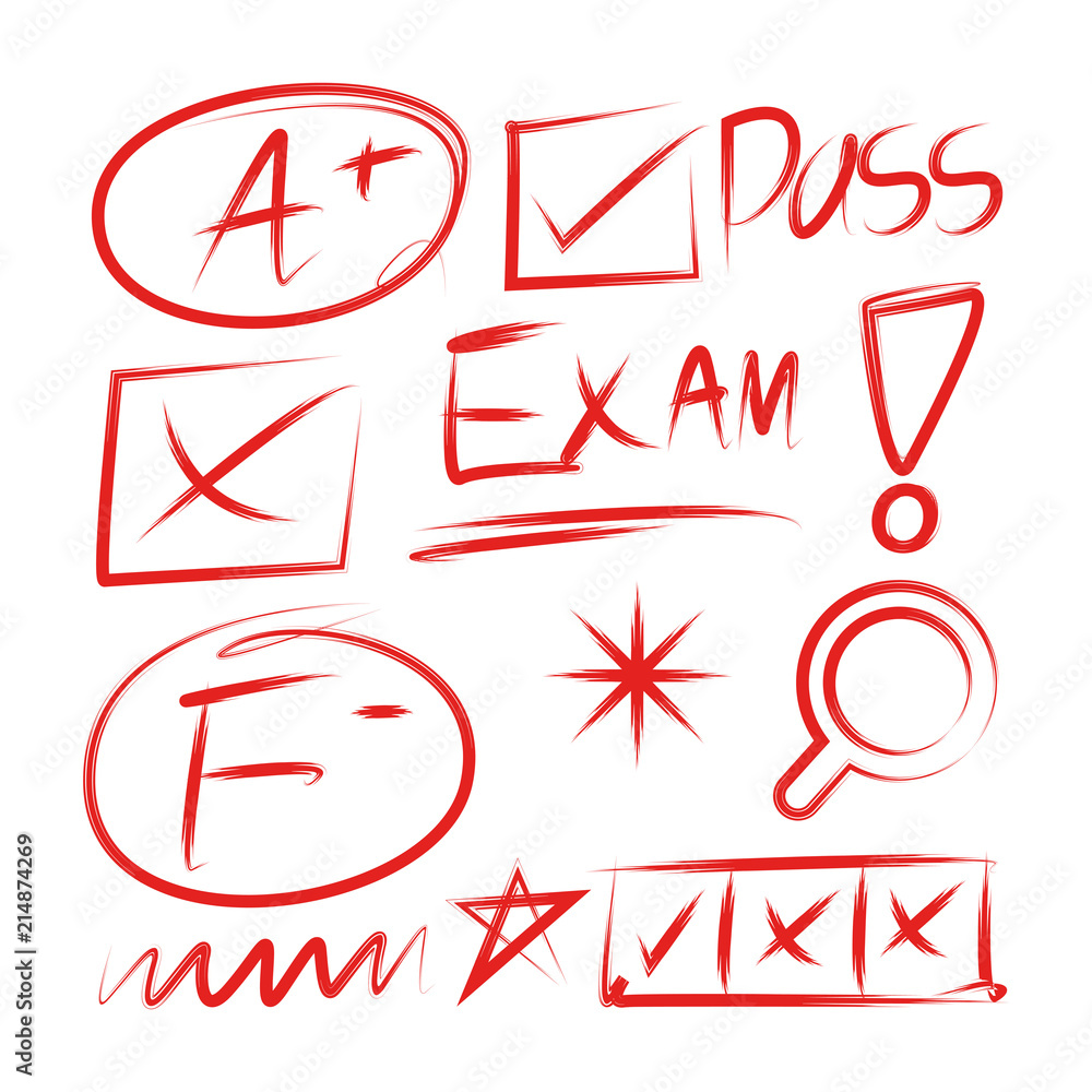 check mark, exam results, highlighter elements check mark, exam results, highlighter elements