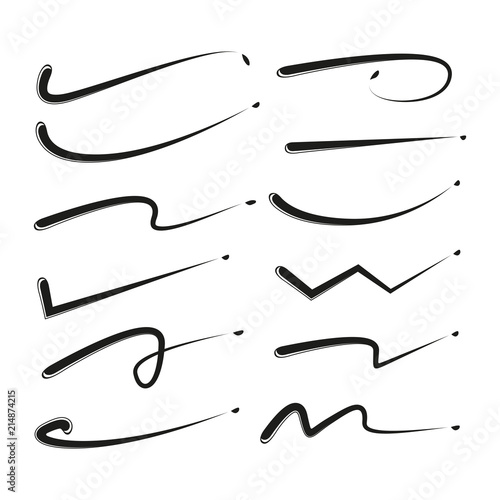 brush lines set, underlines lettering lines