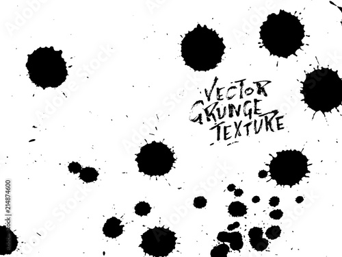 Handdrawn grunge texture. Abstract ink drops background. Black and white grunge illustration. Vector watercolor artwork pattern.