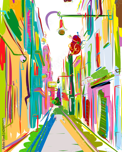 Old european street, sketch for your design