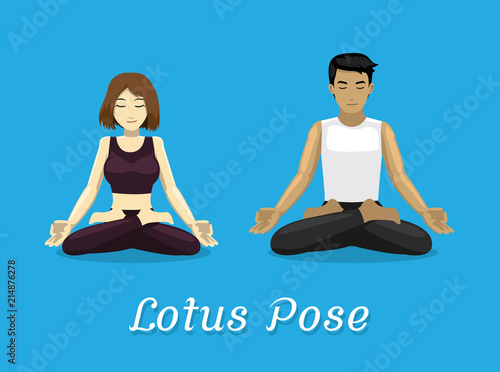 Manga Style Cartoon Yoga Lotus Pose