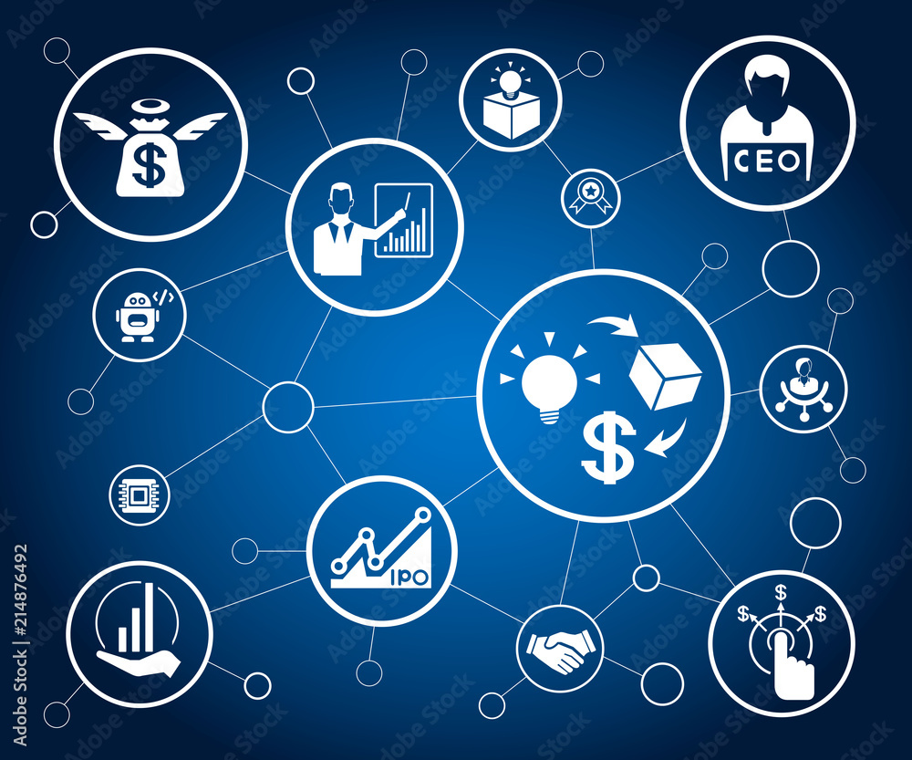 startup business concept in blue background startup business concept in blue background
