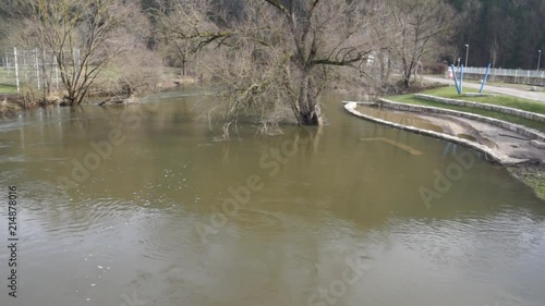 Hochwasser in Tuttlingen an der Donau im Frühjahr