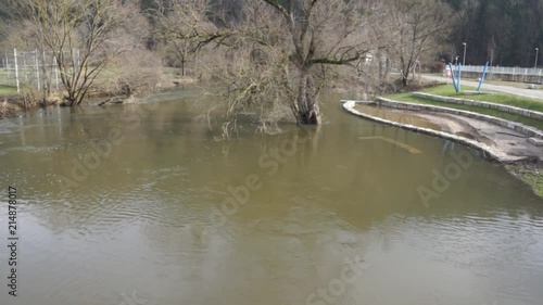 Hochwasser in Tuttlingen an der Donau im Frühjahr
