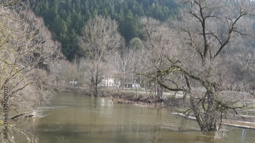 Hochwasser in Tuttlingen an der Donau im Frühjahr