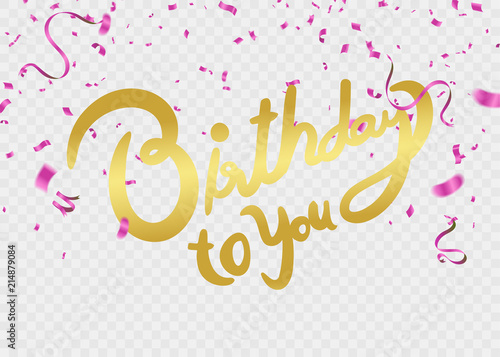 Happy Birthday.Beautiful greeting card scratched calligraphy text word gold Hand drawn . Vector illustration.