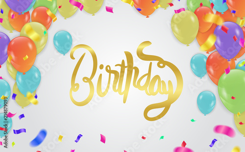Happy Birthday.Beautiful greeting card scratched calligraphy text word gold Hand drawn . Vector illustration.