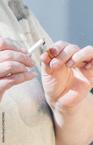 Vertical view of combat with smoking cigarettes