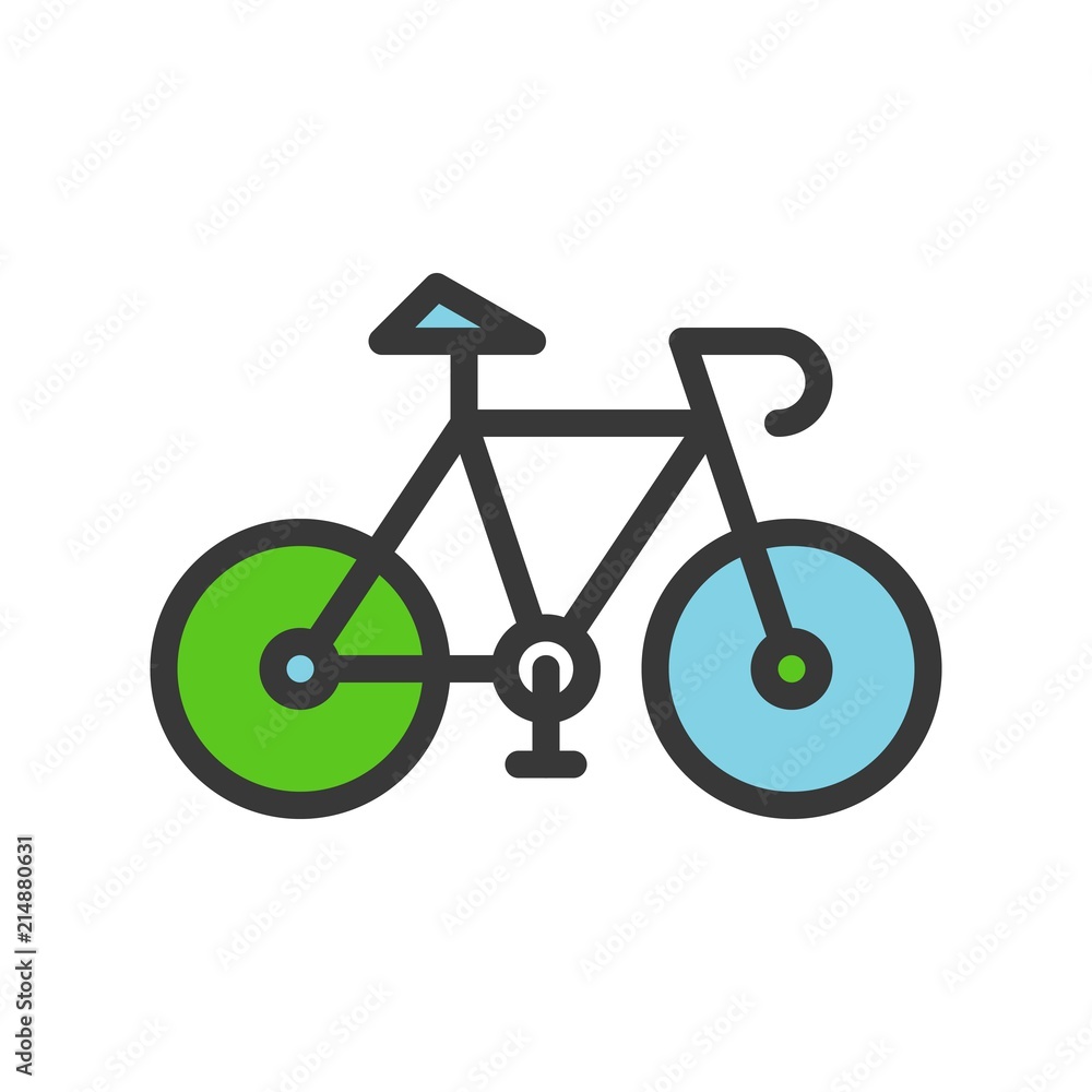 Green bicycle, filled outline Flat icon save environmental concept Green bicycle, filled outline Flat icon save environmental concept
