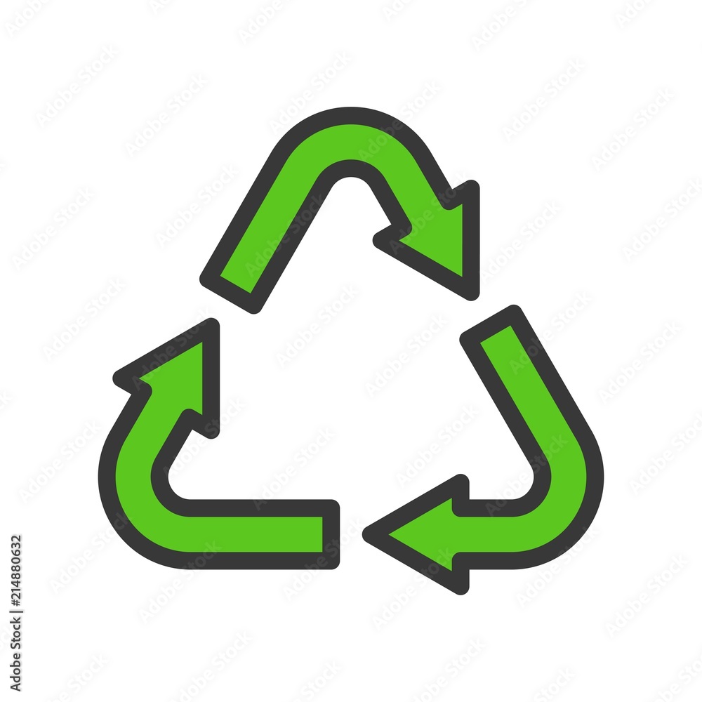 Recycle symbol, filled line Flat icon save environmental concept Recycle symbol, filled line Flat icon save environmental concept