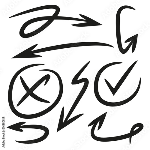hand drawn and curved arrows set