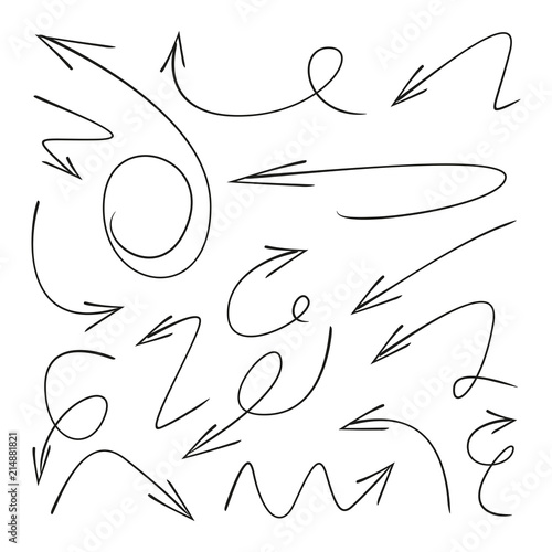hand drawn and curved arrows set