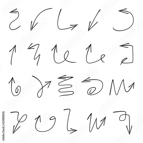 hand drawn and curved arrows set