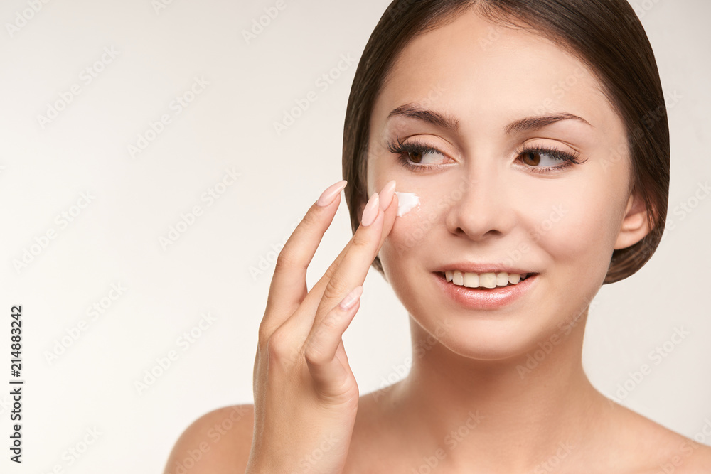 Sunscreen skin cream woman. Skincare tan girl Sunscreen skin cream woman. Skincare tan girl