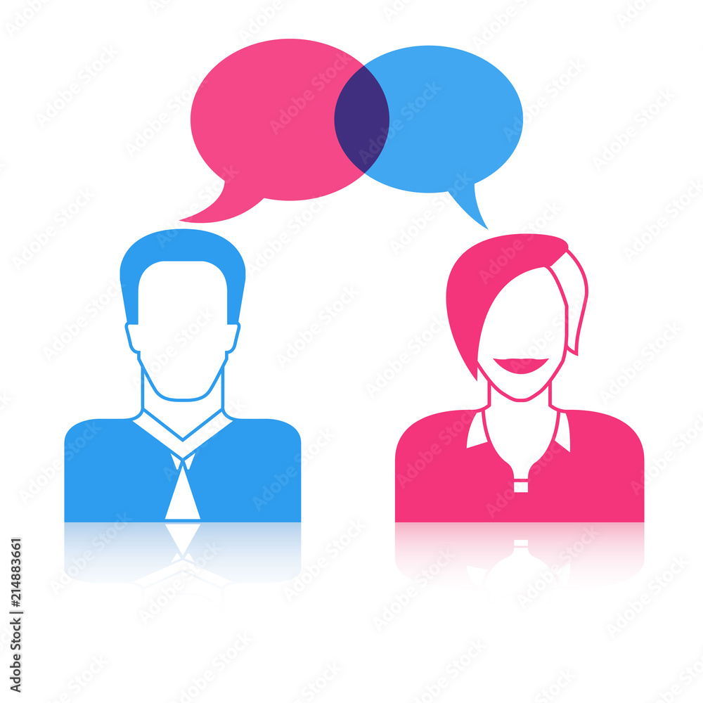 man and woman with speech bubble, chat dialog for communication concept man and woman with speech bubble, chat dialog for communication concept