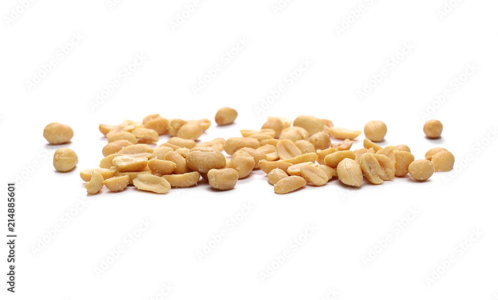 Salty peanuts, pile isolated on white background Salty peanuts, pile isolated on white background