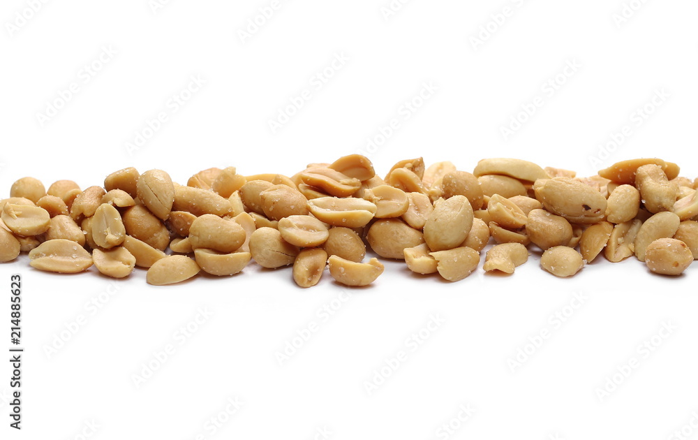 Salty peanuts, pile isolated on white background Salty peanuts, pile isolated on white background