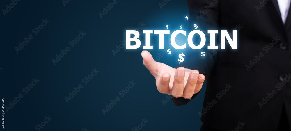 bitcoin in the hand of business. bitcoin concept bitcoin in the hand of business. bitcoin concept