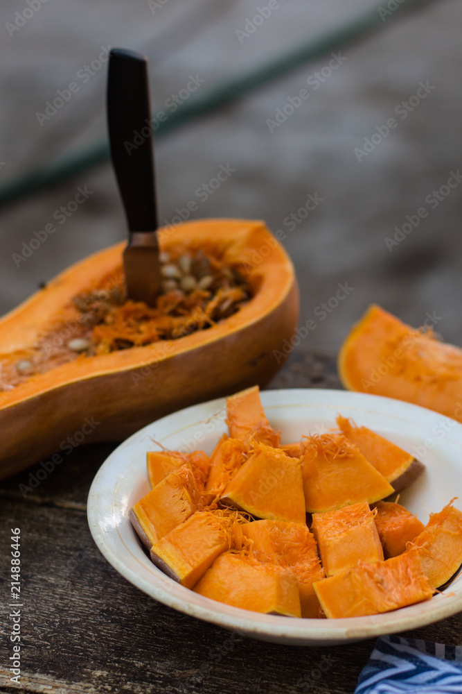 pumpkin - cookery chopped pumpkin. food background pumpkin - cookery chopped pumpkin. food background