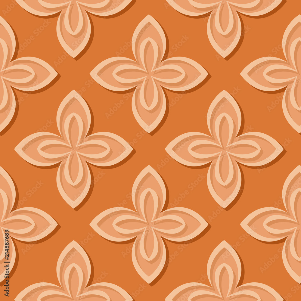 Fototapeta premium Seamless floral pattern. Orange 3d designs