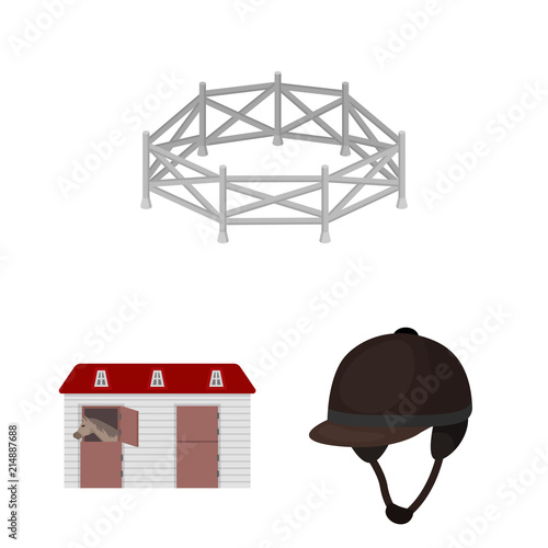 Hippodrome and horse cartoon icons in set collection for design. Horse Racing and Equipment vector symbol stock web illustration.