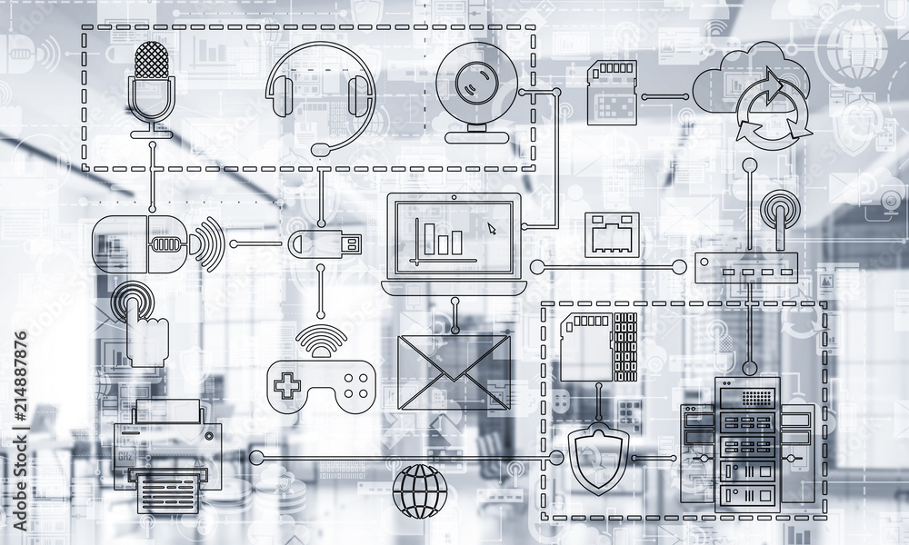 Technology background image with media interface as connection a Technology background image with media interface as connection a