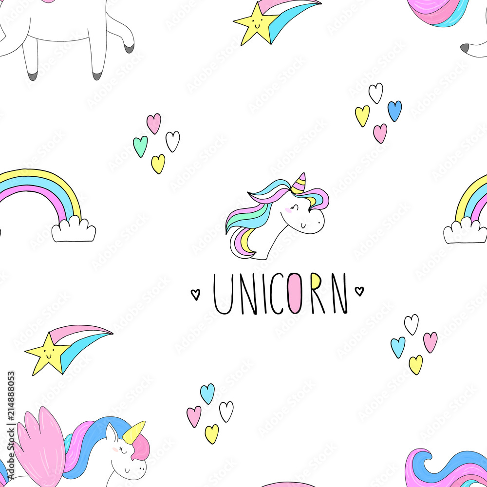 Fototapeta premium cute unicorn vector pattern