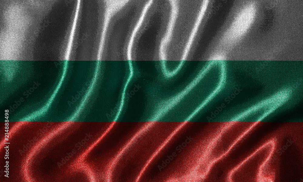 Obraz premium Wallpaper by Bulgaria flag and waving flag by fabric.