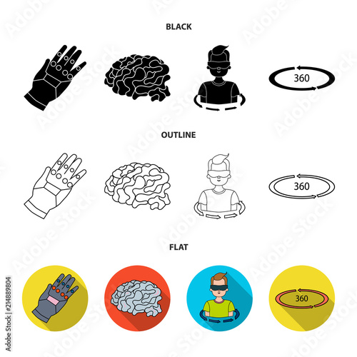 Technology, innovation, man, complemented .Virtual reality set collection icons in black,flat,outline style vector symbol stock illustration web.