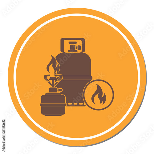 Camping stove with gas bottle icon
