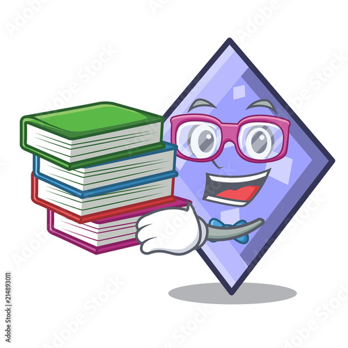 Student with book rhombus mascot cartoon style photo