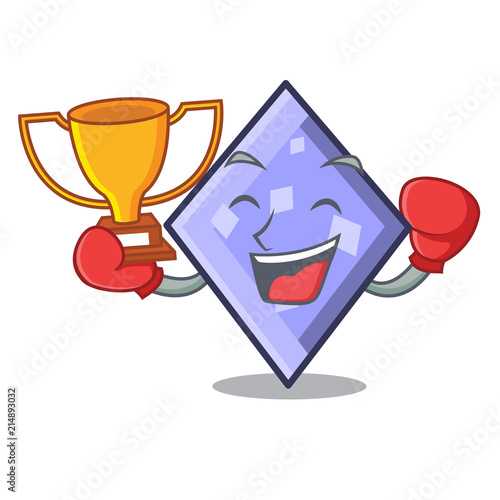 Boxing winner rhombus mascot cartoon style photo