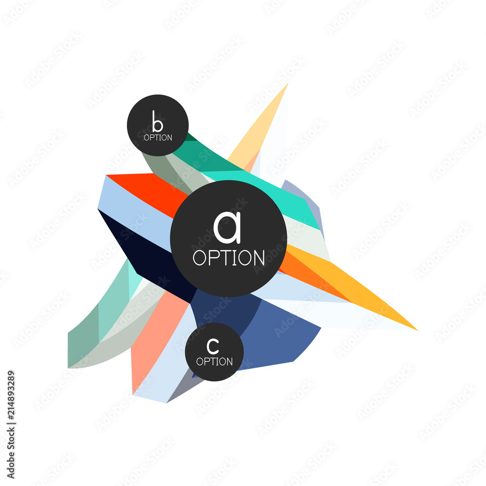 Abstract colorful geometric option infographics design template with sample abc options. Abstract background for business presentation or information banner Abstract colorful geometric option infographics design template with sample abc options. Abstract background for business presentation or information banner
