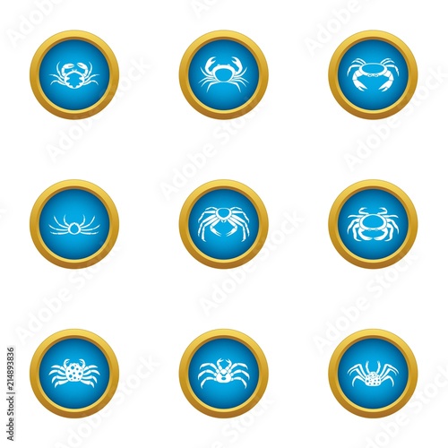 Crawfish icons set. Flat set of 9 crawfish vector icons for web isolated on white background