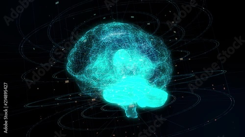 AI (Artificial Intelligence) concept. Human brain. photo