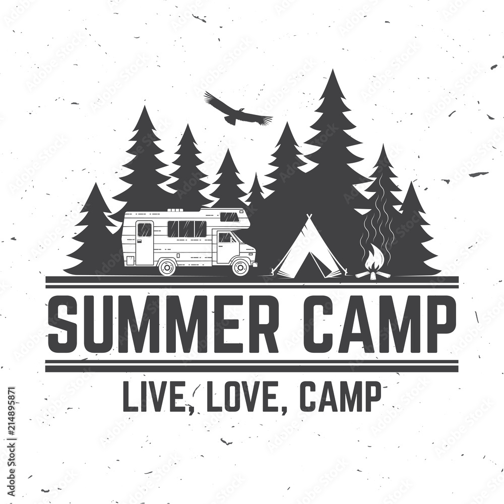 Fototapeta premium Summer camp. Vector illustration. Concept for shirt or logo, print, stamp or tee.