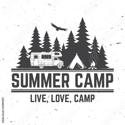 Summer camp. Vector illustration. Concept for shirt or logo, print, stamp or tee.