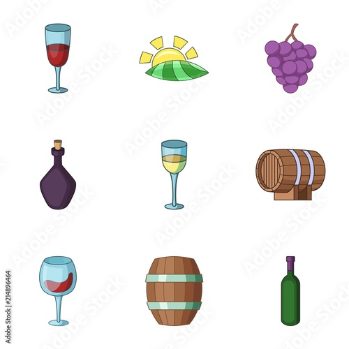 Cordial icons set. Cartoon set of 9 cordial vector icons for web isolated on white background