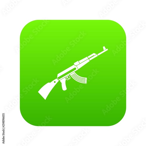 Kalashnikov machine icon digital green for any design isolated on white vector illustration photo