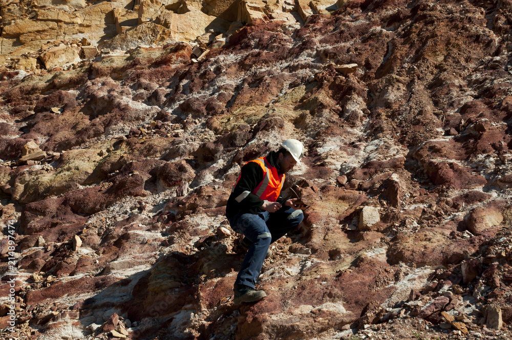 Geologist Inside an Open Pit Mine
