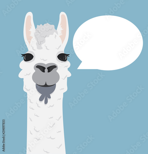 Alpaca lama portrait with speech bubble