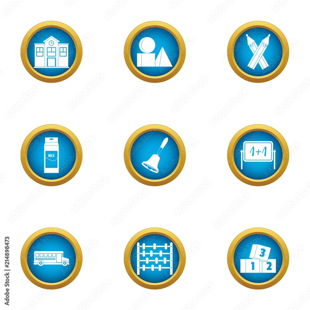 Instructional school icons set. Flat set of 9 instructional school vector icons for web isolated on white background