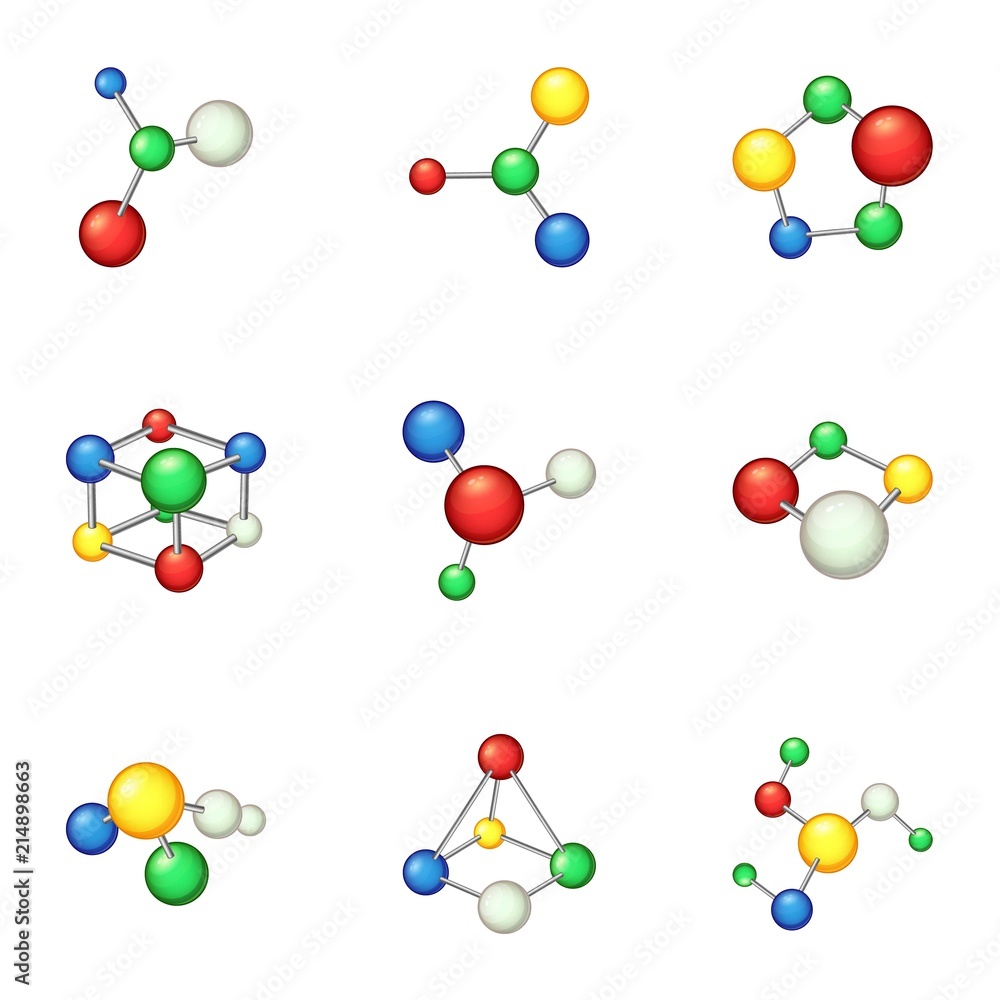 Chemistry formula icons set. Cartoon set of 9 chemistry formula vector icons for web isolated on white background Chemistry formula icons set. Cartoon set of 9 chemistry formula vector icons for web isolated on white background